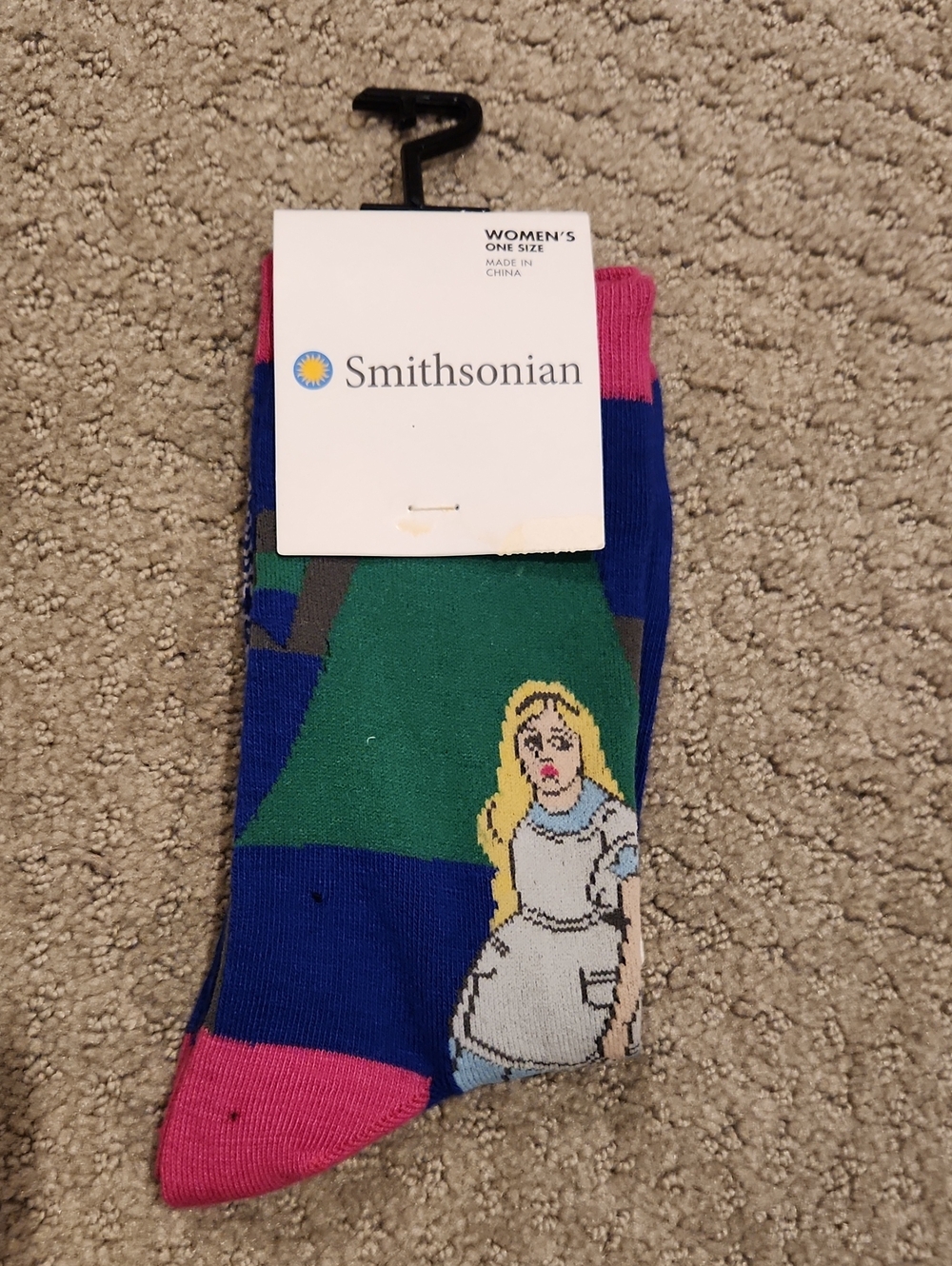 NEW Smithsonian Women’s Novelty Alice Socks - Blue, Green, Pink